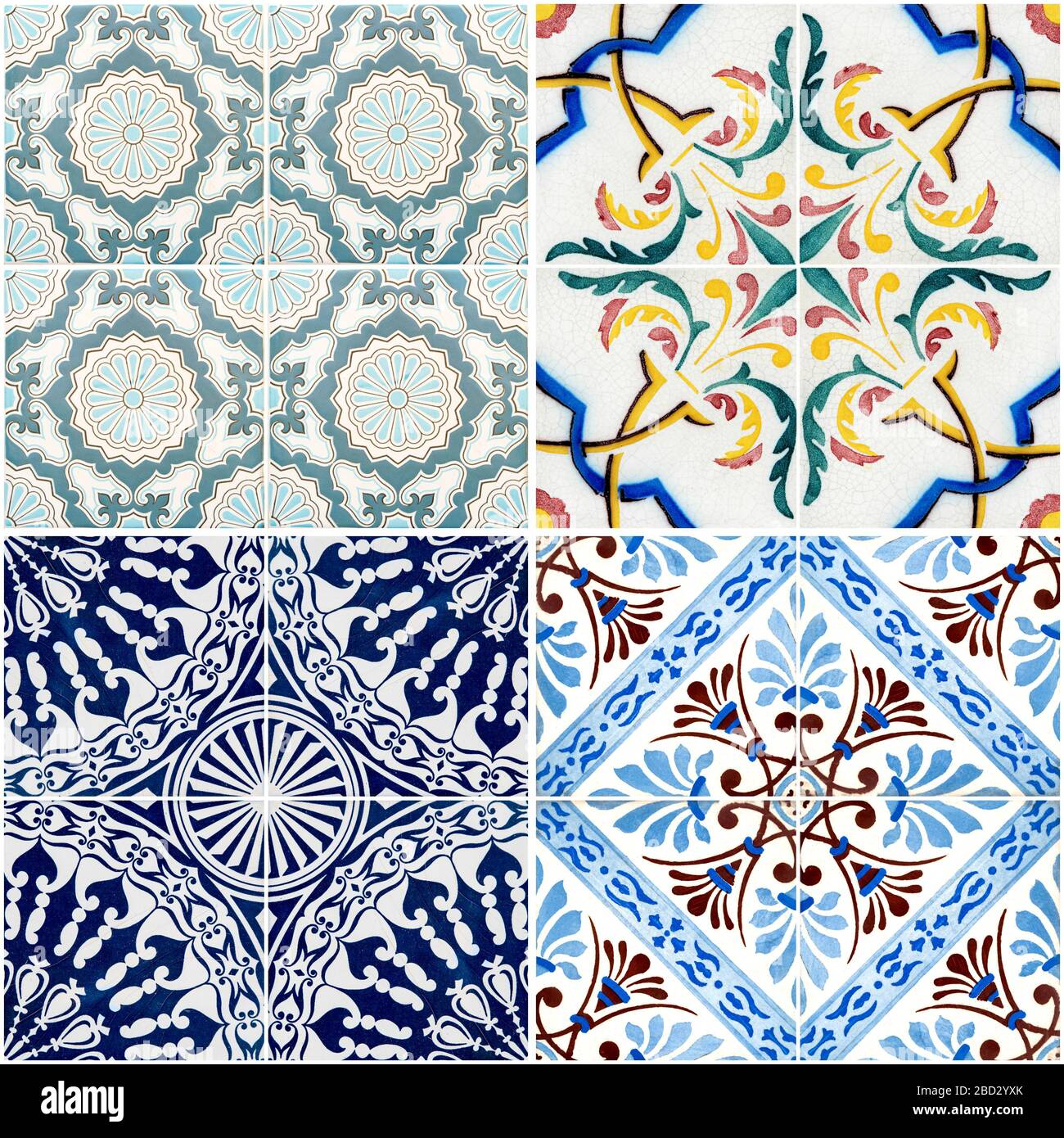 Colorful vintage ceramic tiles wall decoration Stock Photo Alamy