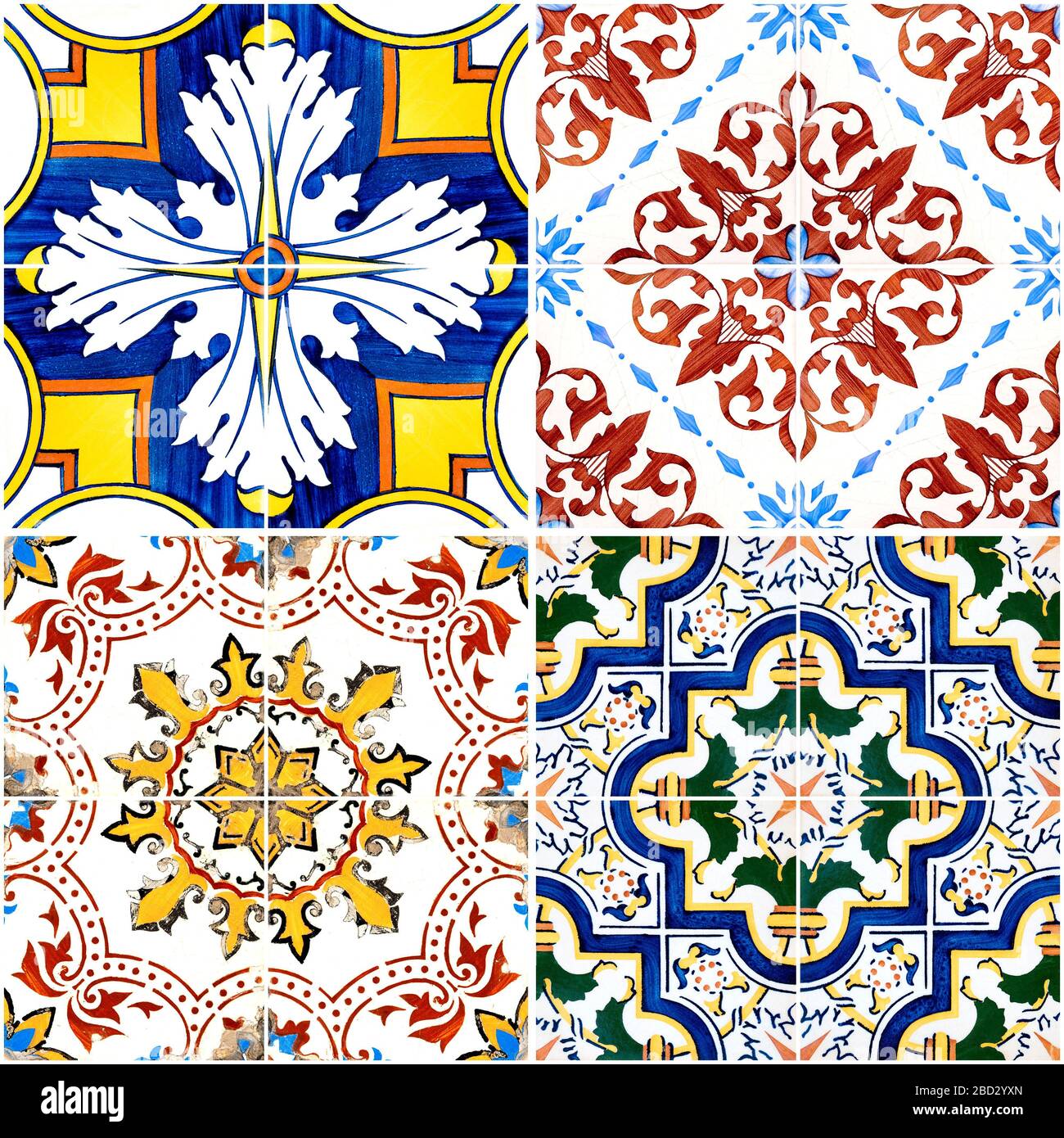 Colorful vintage ceramic tiles wall decoration Stock Photo Alamy