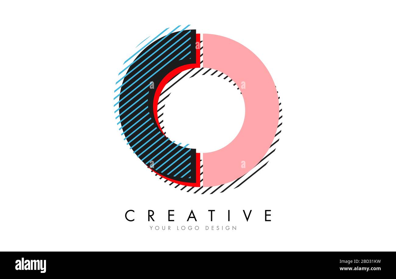 O Letter with an abstract Pop Art Logo Design. Colorful Retro Vector ...
