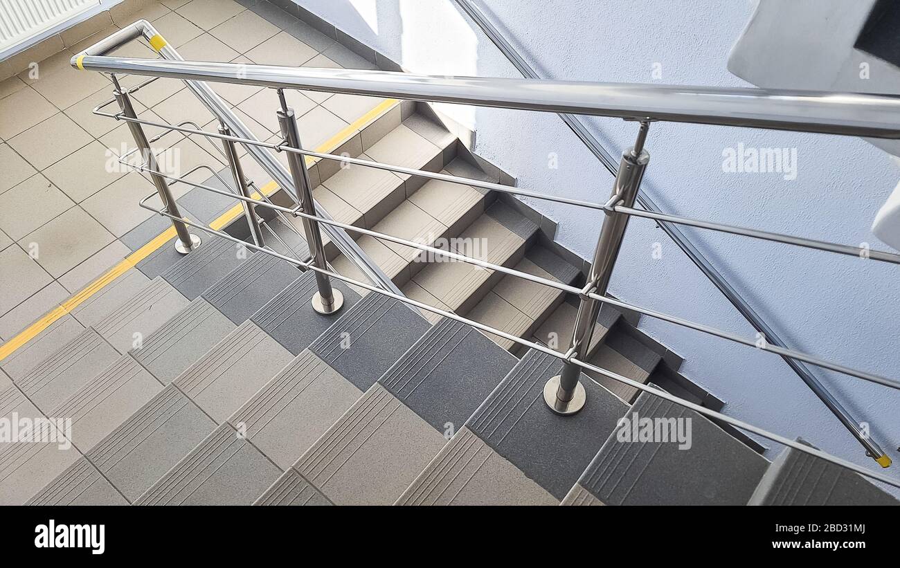 Staircase at the entrance of a multi-storey building. Steps of stairs ...