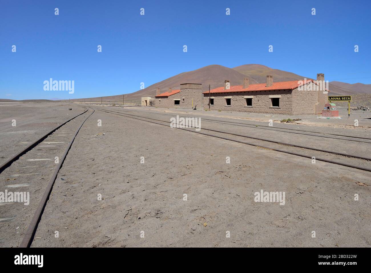 Former station building of Laguna Seca, Ruta 27, Puna, Salta Province, Argentina Stock Photo