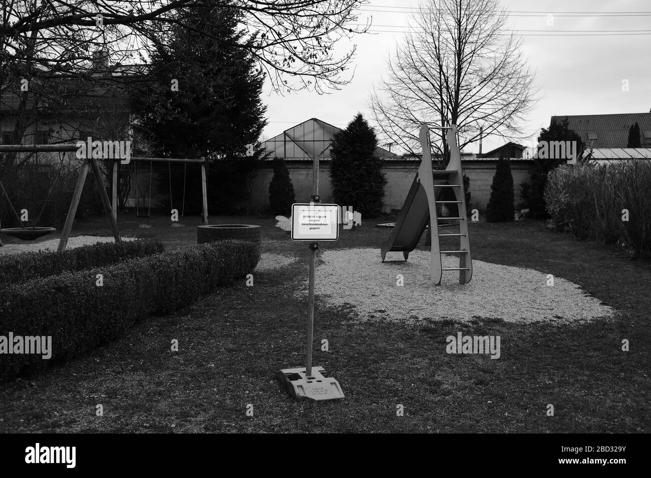 Closed Playground in a small village Stock Photo