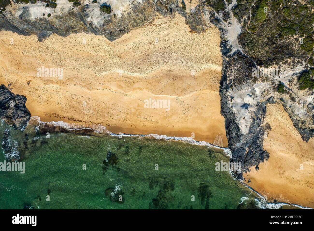 Aerial view of Vila Nova de Milfontes beach Stock Photo
