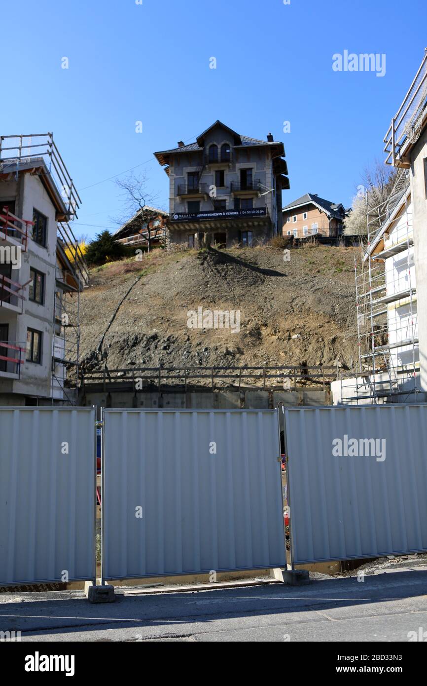 Immeubles en construction. Chantier. SaintGervaislesBains. Haute