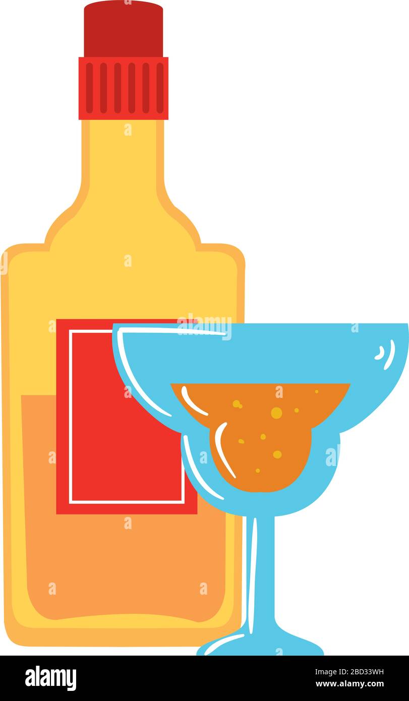 Isolated mexican tequila bottle and cocktail vector design Stock Vector ...