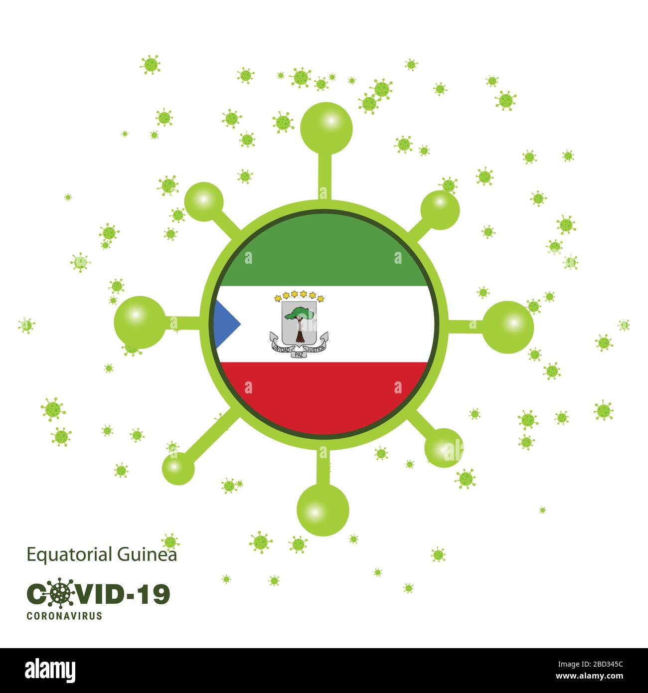 Equatorial Guinea Coronavius Flag Awareness Background. Stay home, Stay