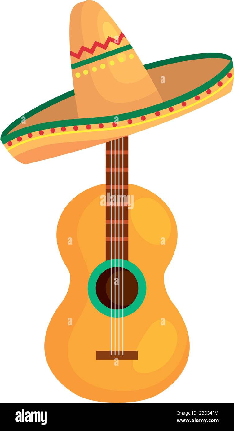 Isolated mexican guitar with hat vector design Stock Vector Image & Art ...