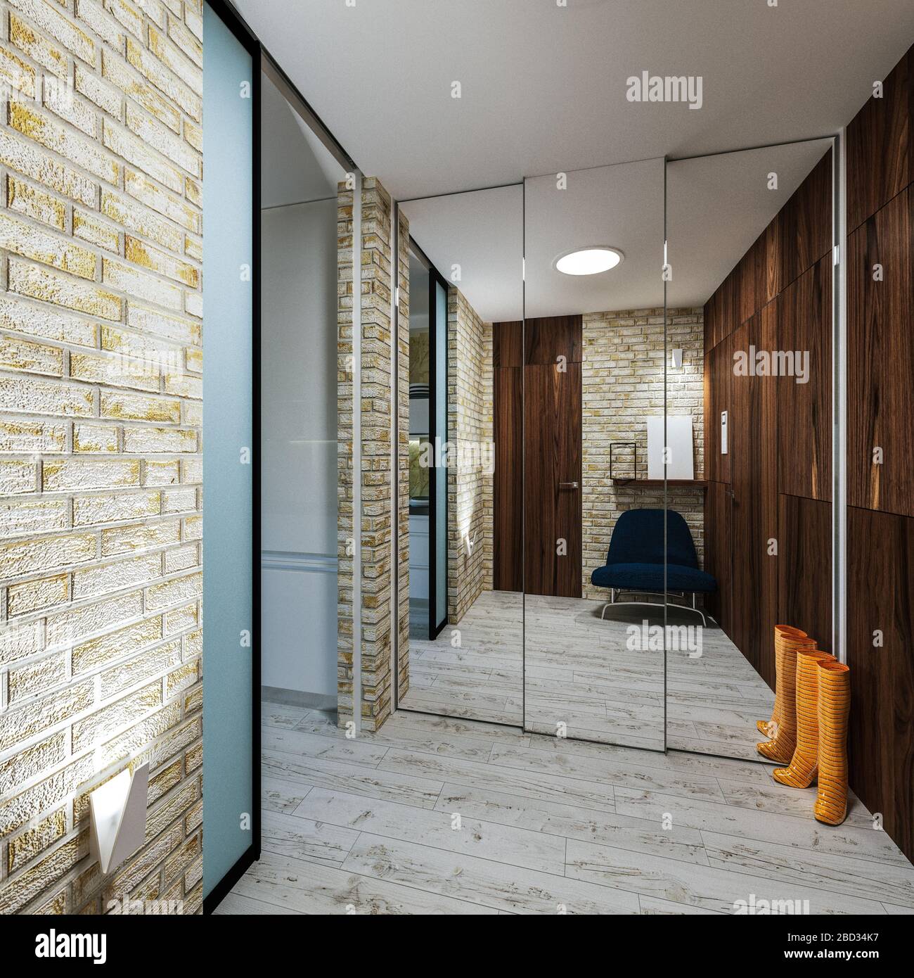 modern interior of a hall in loft Stock Photo - Alamy