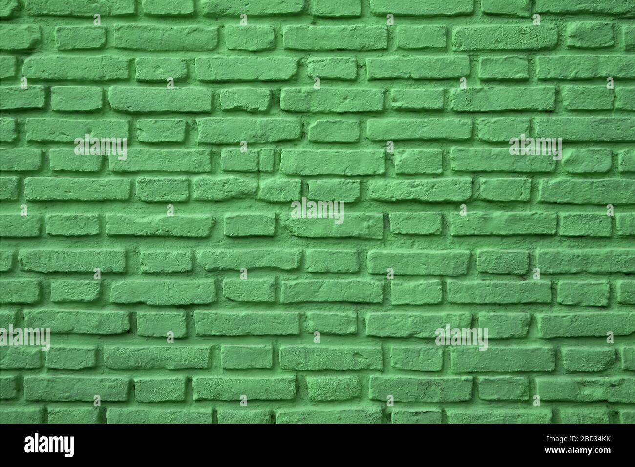 Green Colored Old Brick Wall for Background or Banner Stock Photo - Alamy