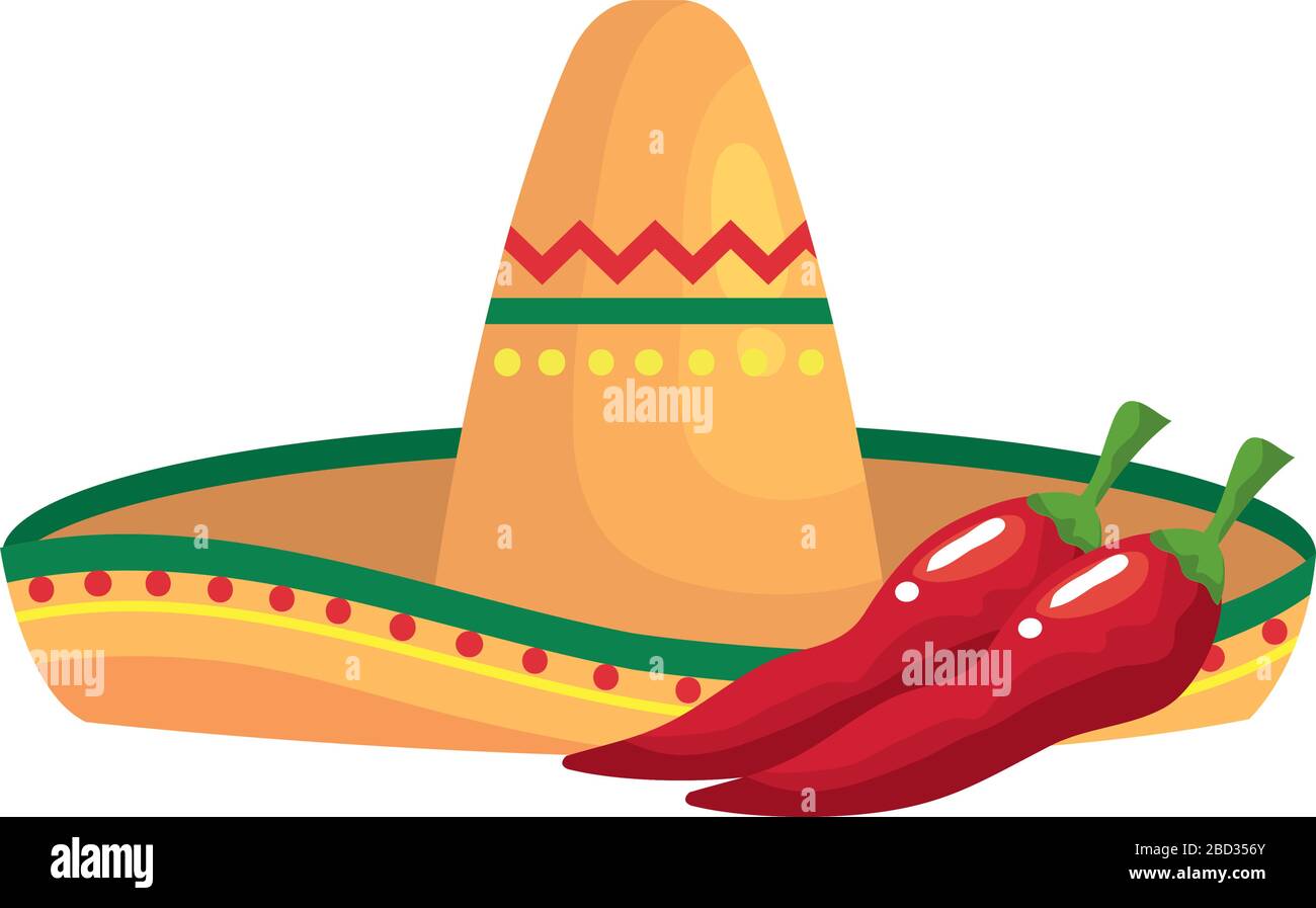 Isolated mexican hat and chillis vector design Stock Vector Image & Art ...