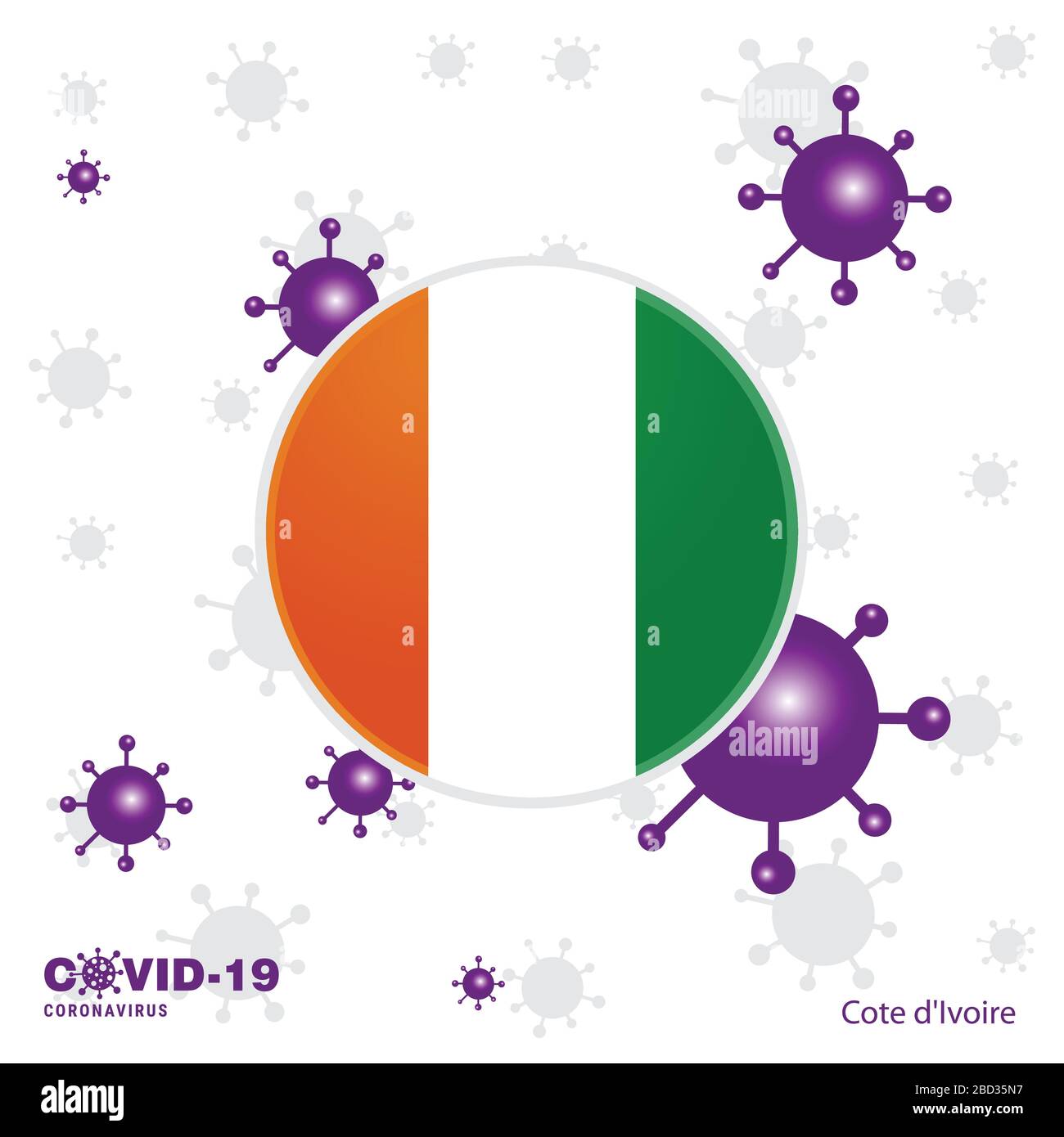 Pray For Cote d Ivoire / Ivory Coast. COVID19 Coronavirus Typography