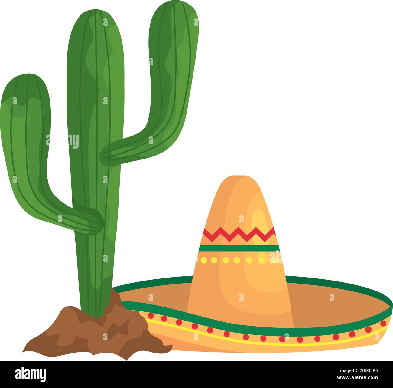 Isolated mexican hat and cactus vector design Stock Vector Image & Art ...