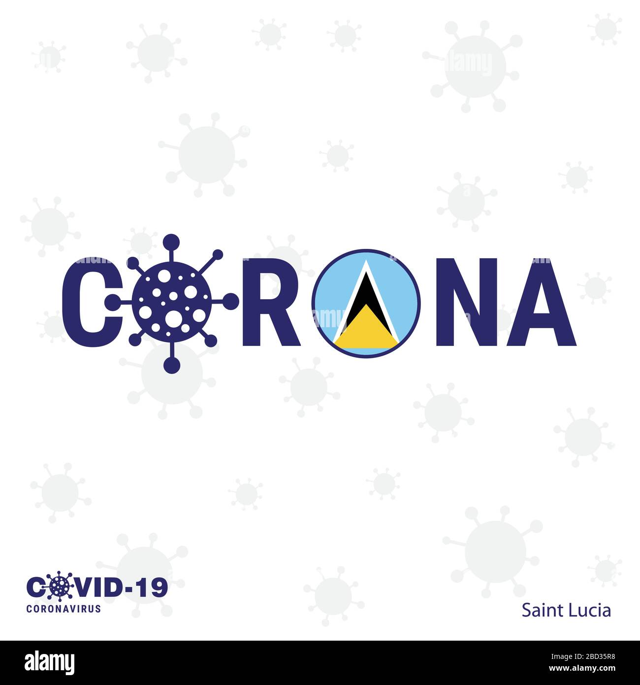 Saint Lucia Coronavirus Typography. COVID-19 country banner. Stay home, Stay Healthy. Take care of your own health Stock Vector