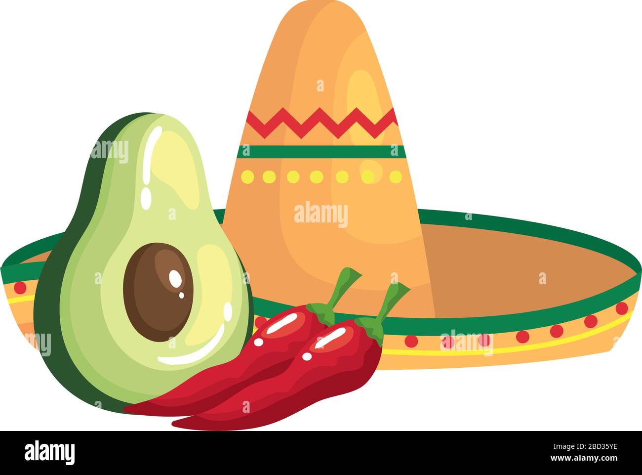 Isolated mexican hat avocado and chillis vector design Stock Vector ...