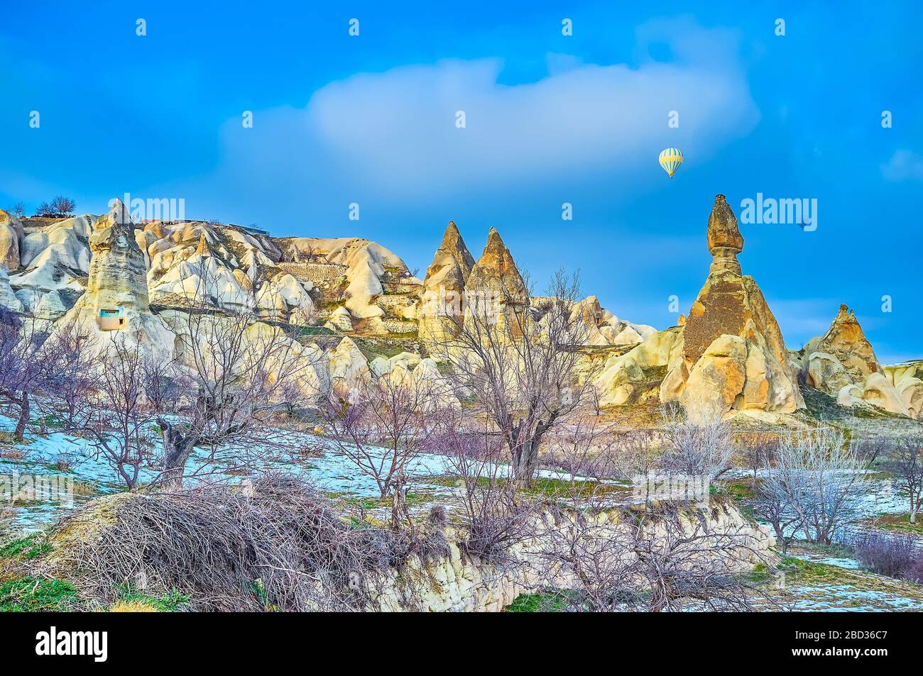 Mind-blowing landscape of Pifeon Valley with bright yellow tuff rocks ...