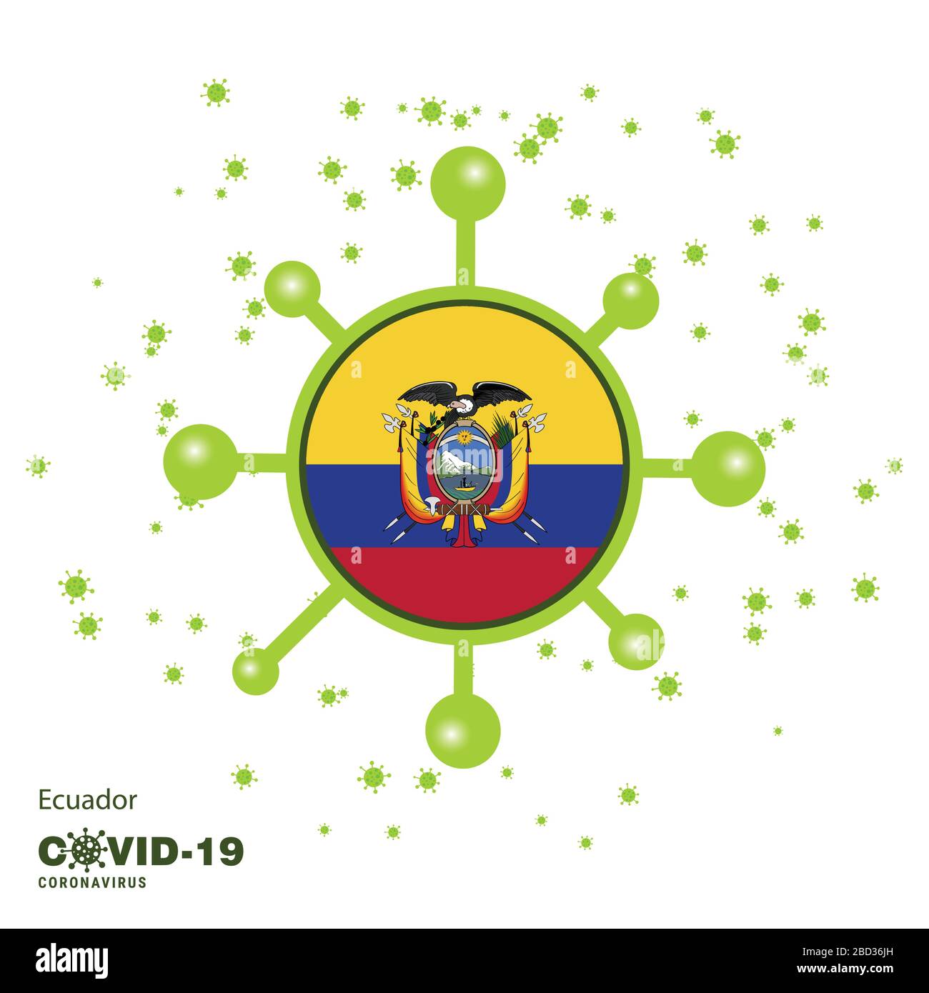 Ecuador Coronavius Flag Awareness Background. Stay home, Stay Healthy