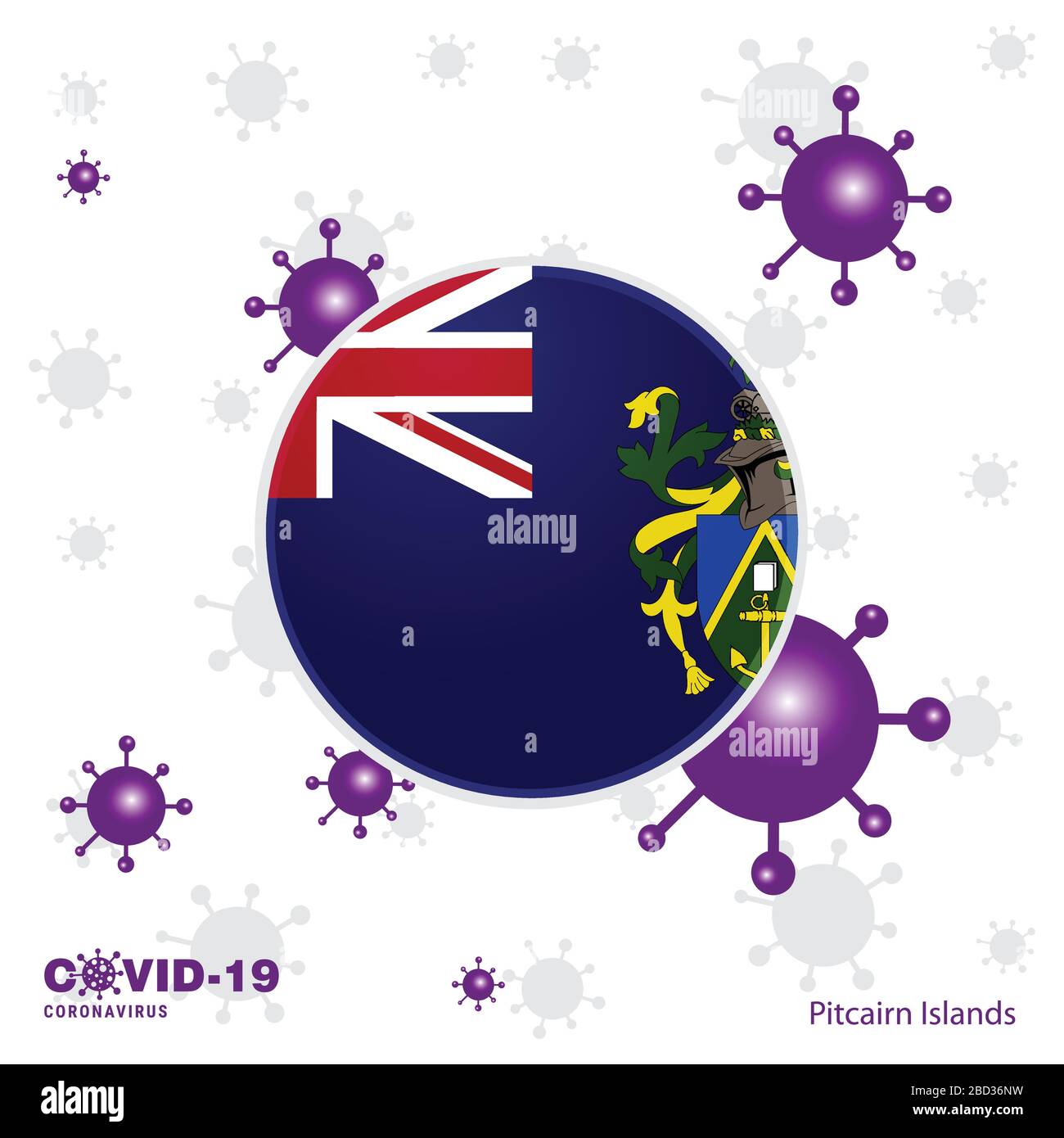 Pray For Pitcairn Islnand. COVID-19 Coronavirus Typography Flag. Stay home, Stay Healthy. Take care of your own health Stock Vector