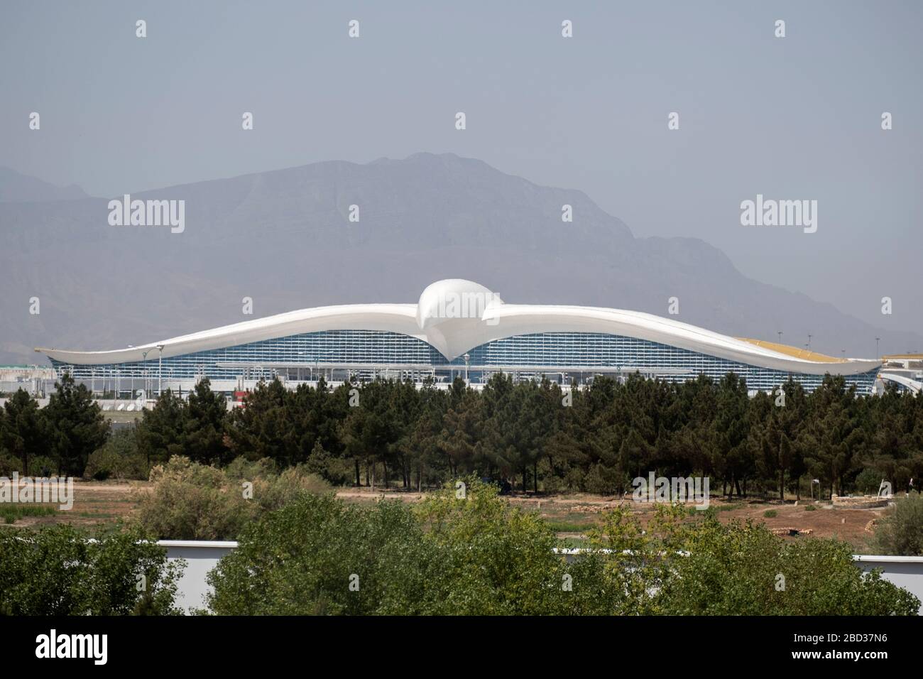 Ashgabat International Airport (ASB) built in the shape of a falcon Stock Photo
