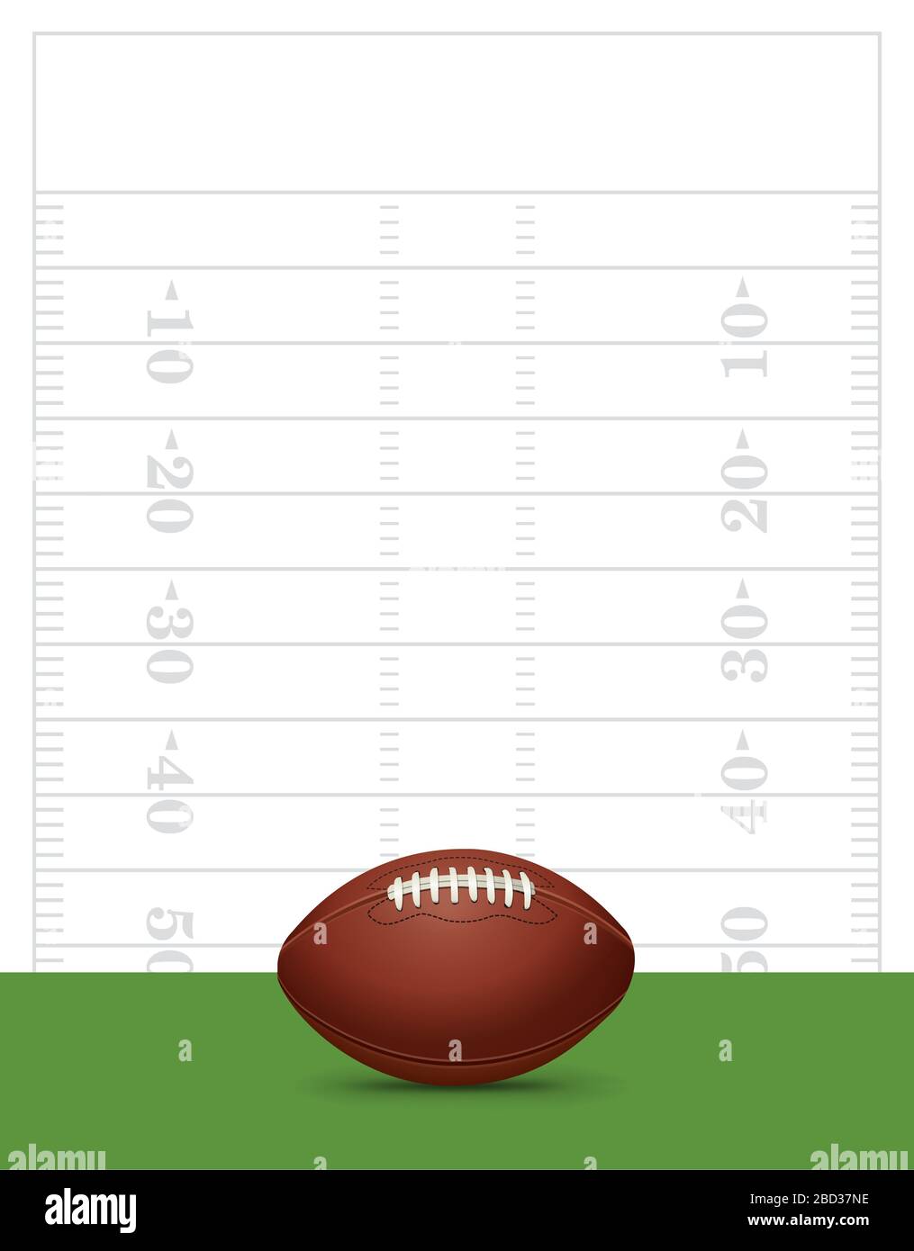 An American football with field yard lines background illustration