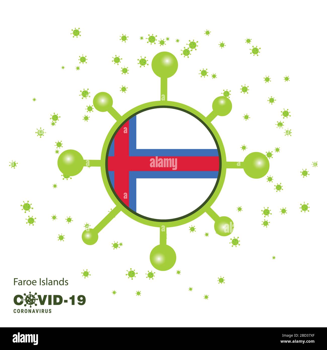 Faroe Islands Coronavius Flag Awareness Background. Stay home, Stay