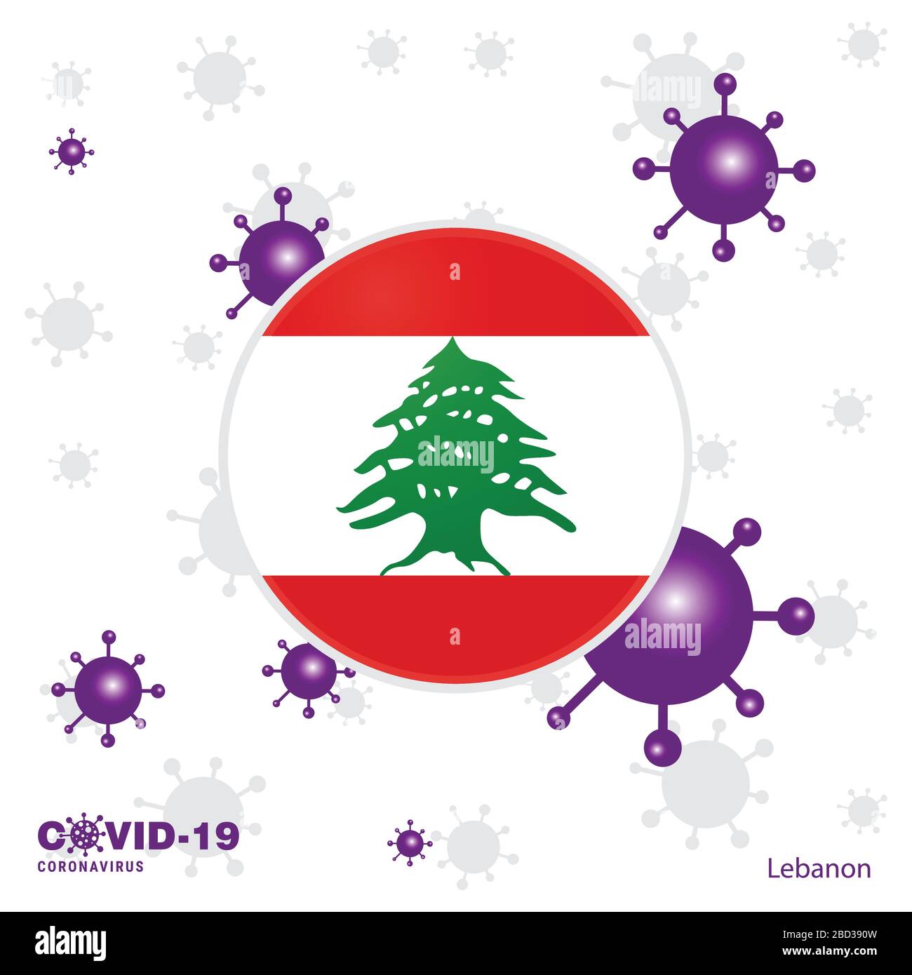 Pray For Lebanon. COVID-19 Coronavirus Typography Flag. Stay home, Stay Healthy. Take care of your own health Stock Vector