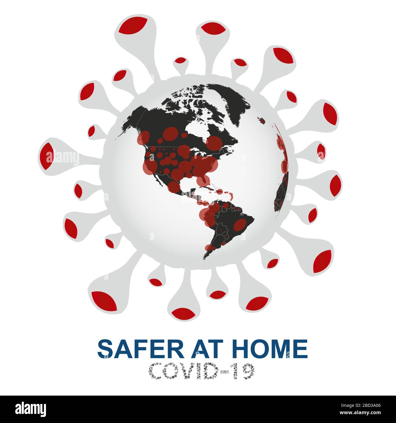 Coronavirus attacks the world, globe with COVID-19 virus view on North America and South America, Vector illustration. Stock Vector