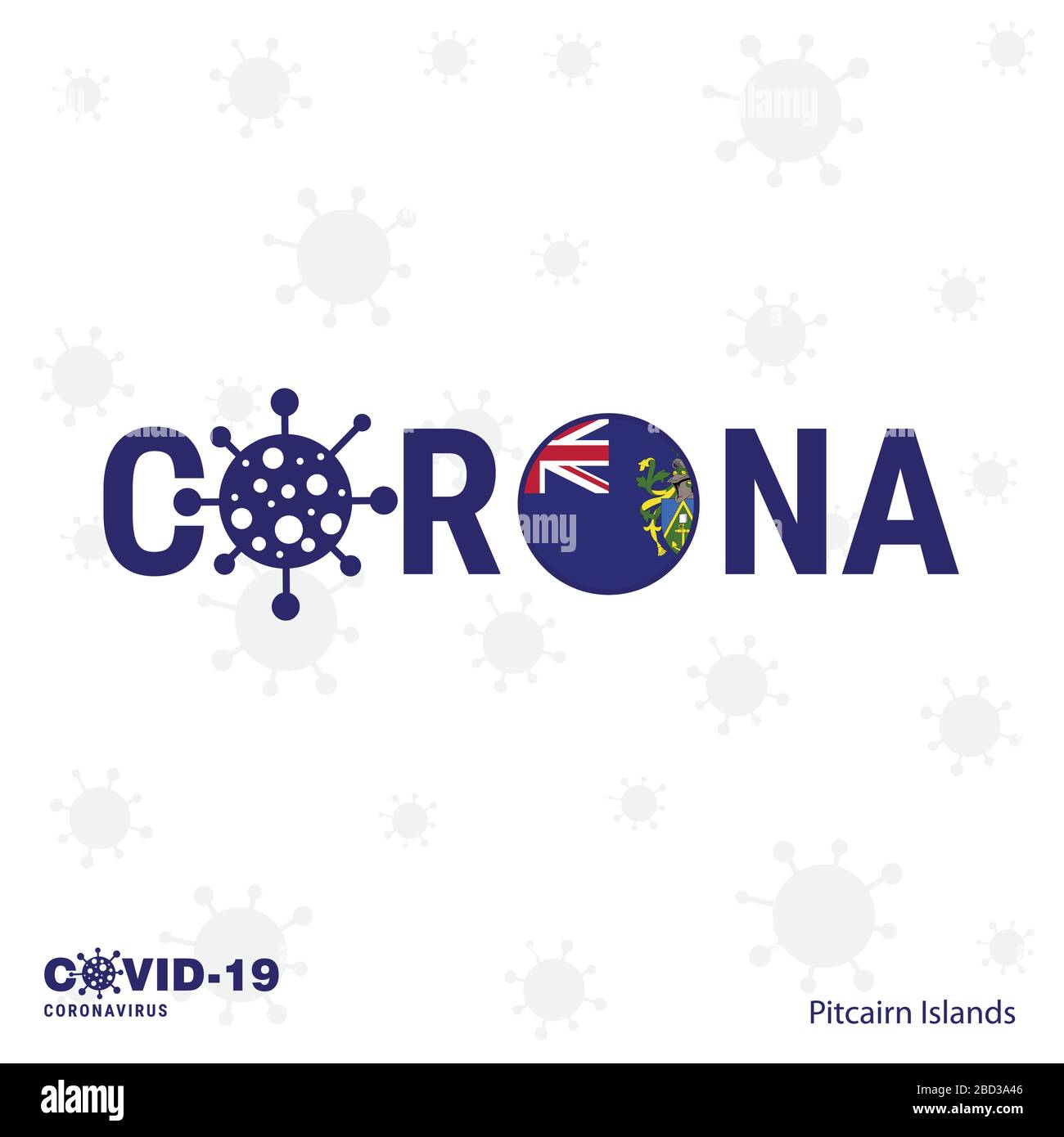 Pitcairn Islnand Coronavirus Typography. COVID-19 country banner. Stay home, Stay Healthy. Take care of your own health Stock Vector