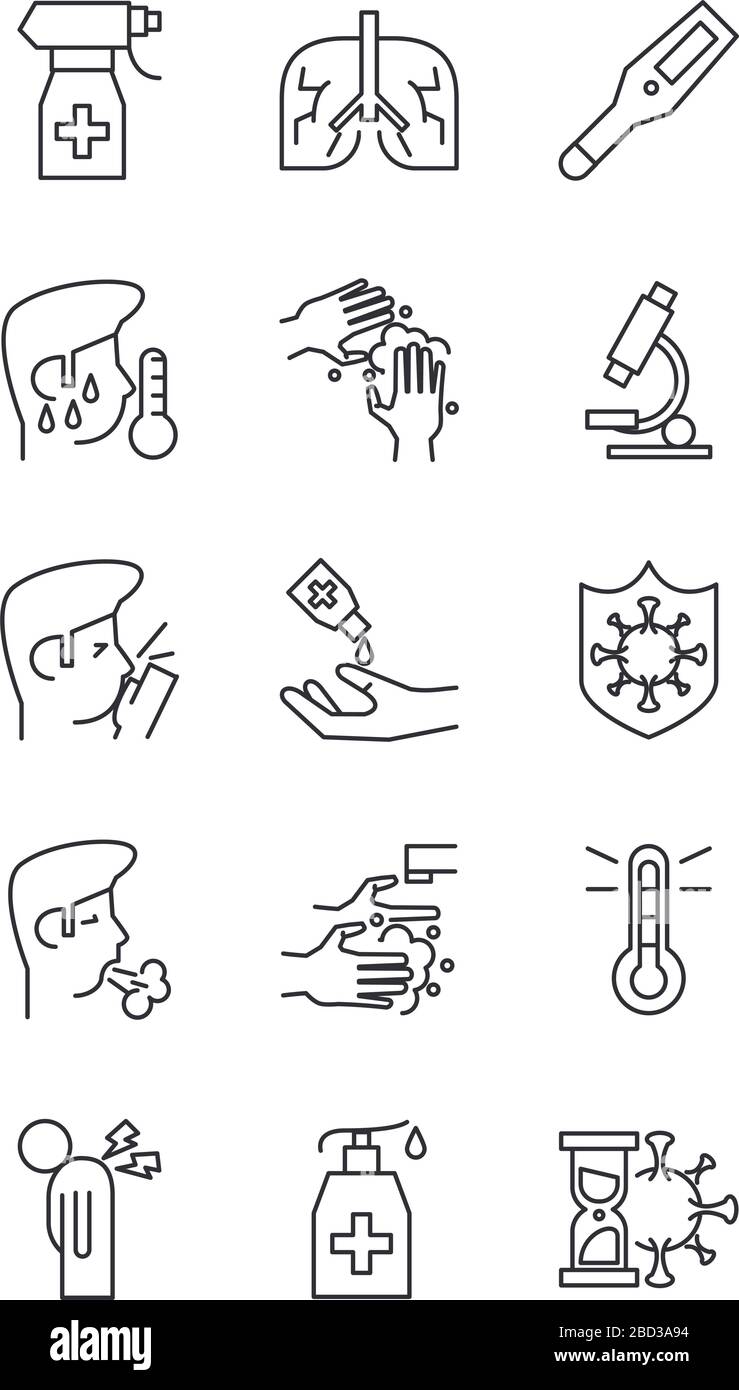 bundle of covid19 set icons Stock Vector
