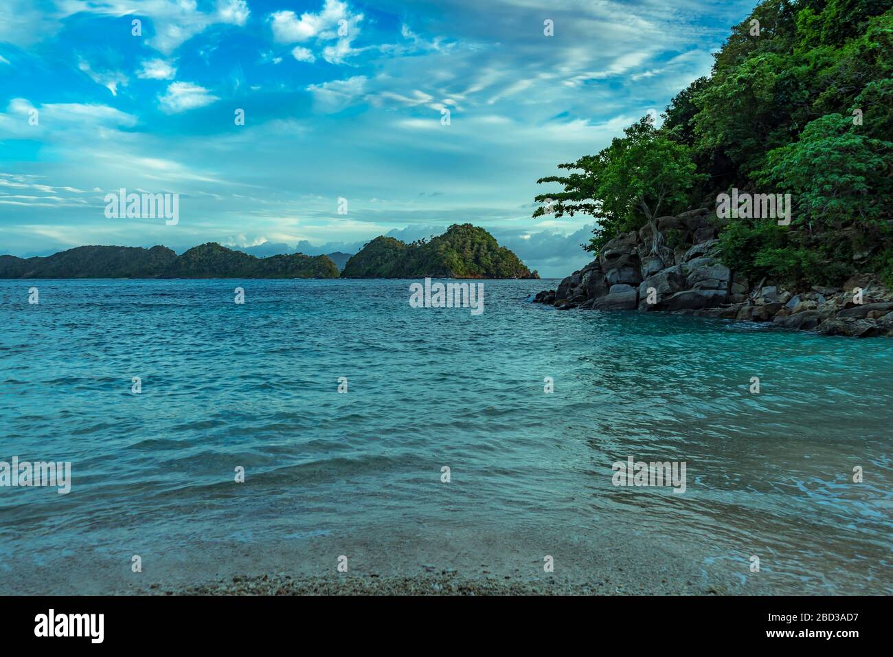 Undiscovered remote beach good for camping or swimming or just enjoying nature near Banda Aceh, Sumatra, Indonesia Stock Photo