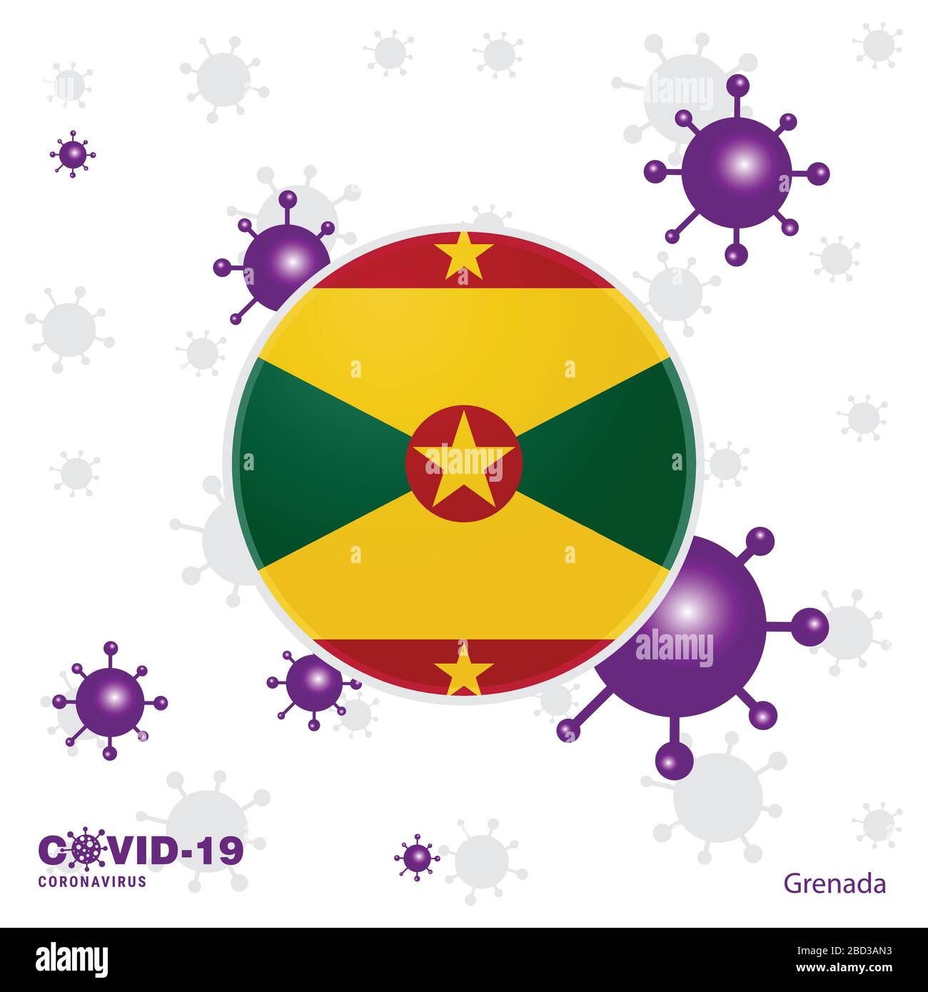 Pray For Grenada. COVID-19 Coronavirus Typography Flag. Stay home, Stay Healthy. Take care of your own health Stock Vector