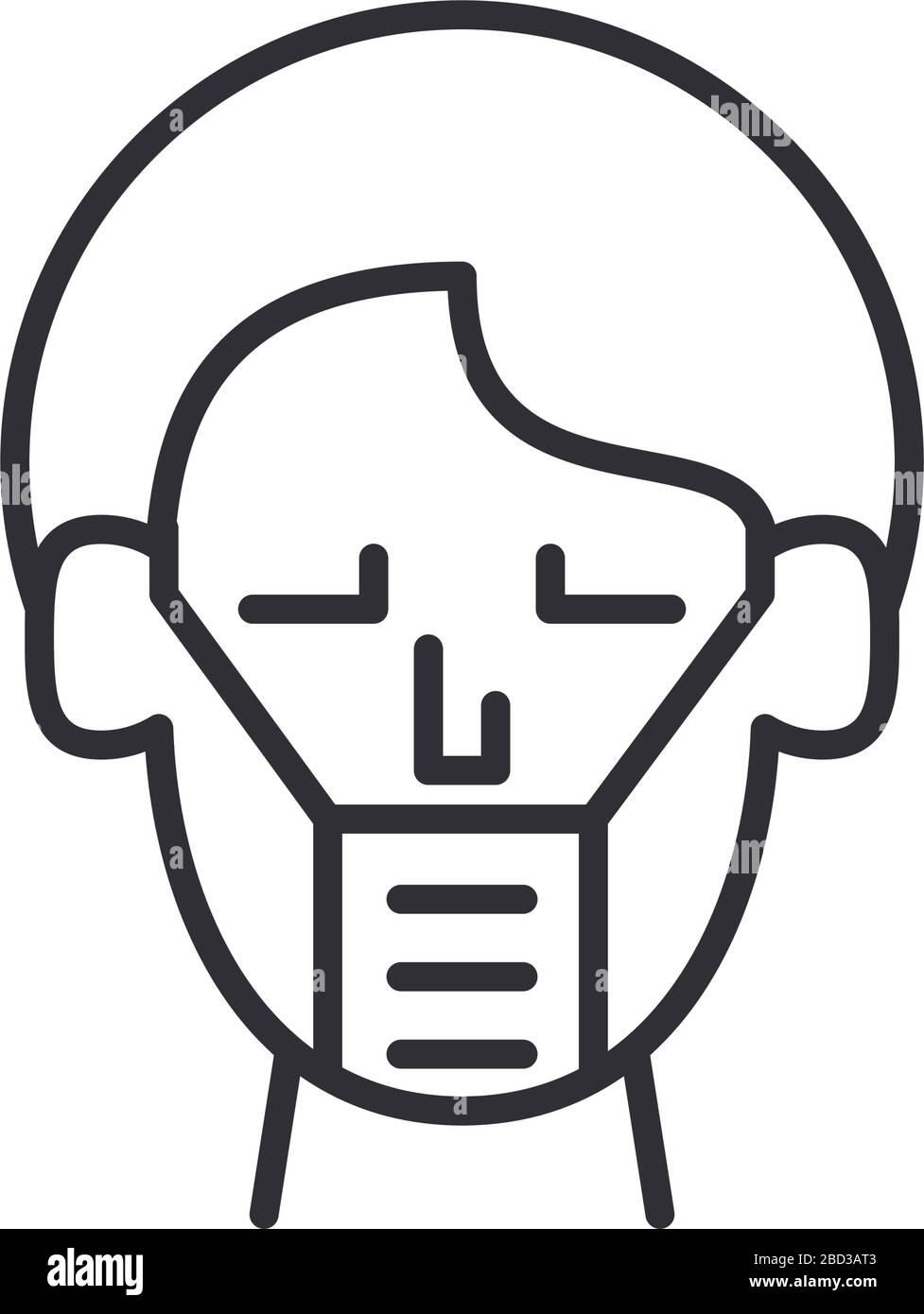 man using face mask line style icon Stock Vector