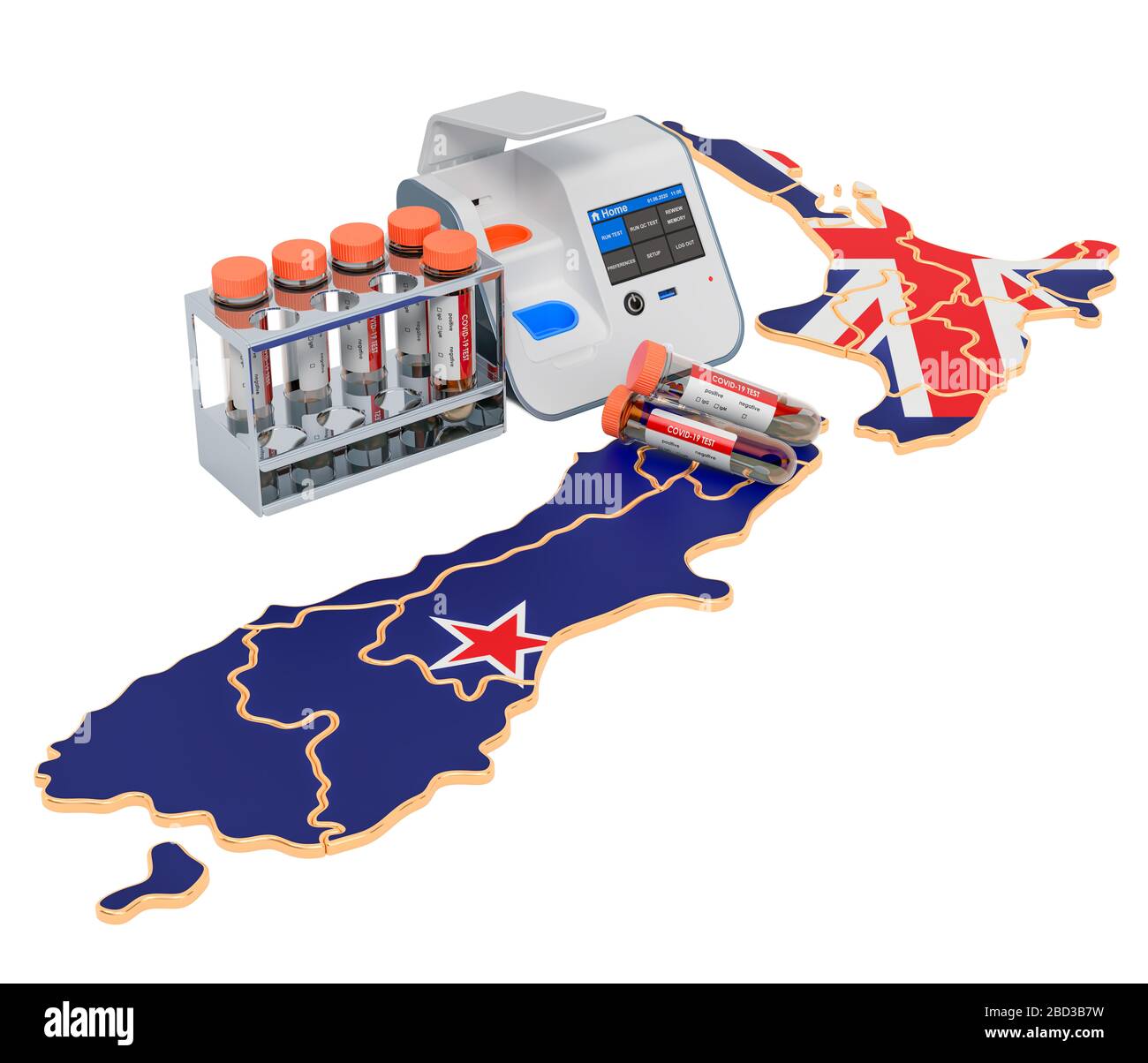 COVID19 testing in New Zealand concept. Labinabox test with nasal