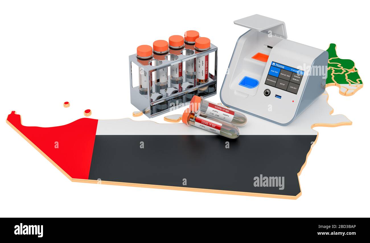 COVID19 testing in the UAE concept. Labinabox test with nasal swab