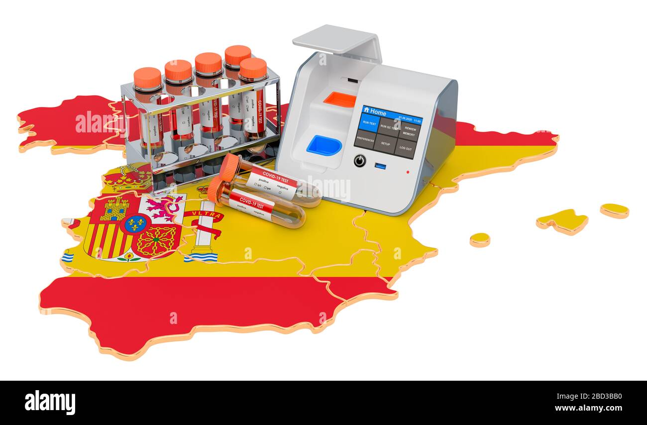 COVID19 testing in Spain concept. Labinabox test with nasal swab
