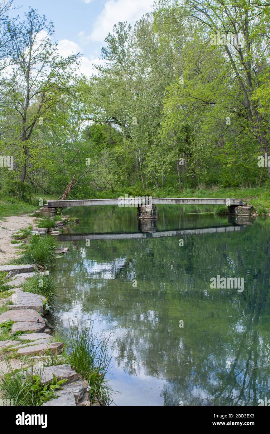 Footbridge across a trout stream in Missouri Stock Photo - Alamy