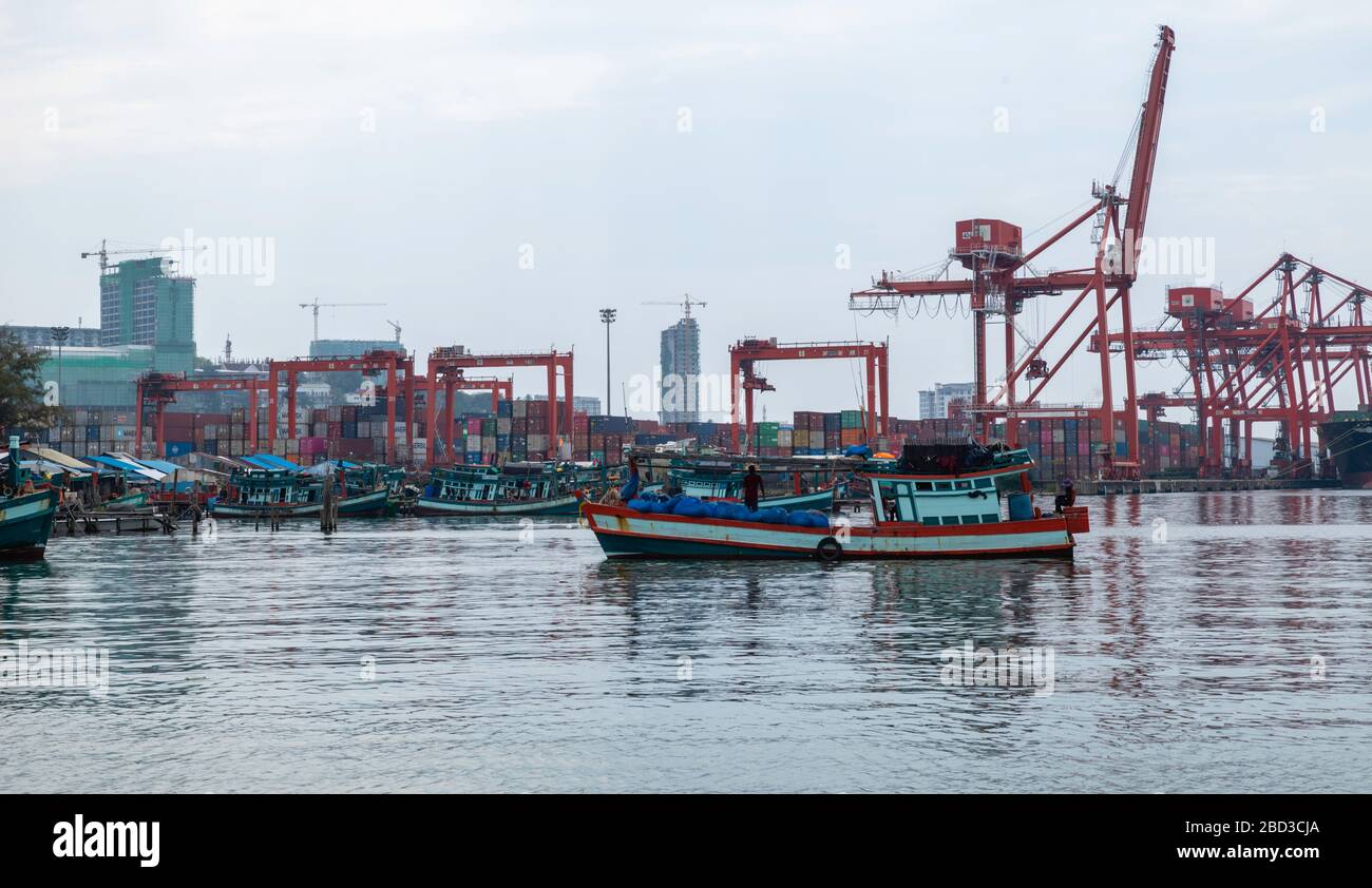 Image taken on the docks at the Sihanoukville Harbor, Sihanoukville, Cambodia. Stock Photo