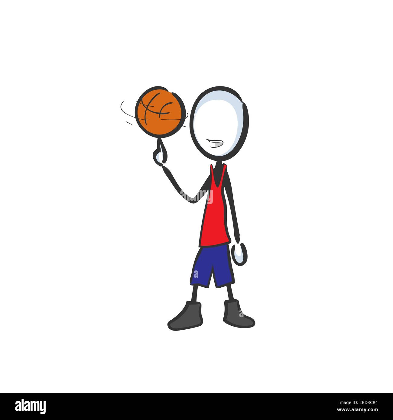 Basketball player. Team game. Spinning ball on finger. Sports activity.  Hand drawn. Stickman cartoon. Doodle sketch, Vector graphic illustration  Stock Vector Image & Art - Alamy