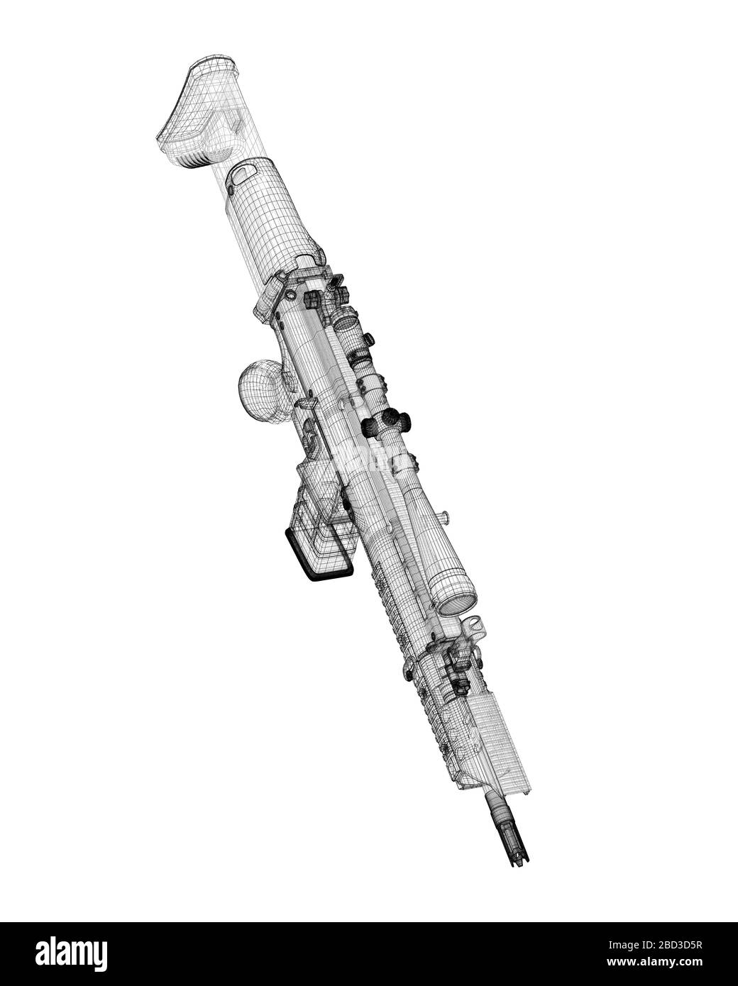 Automatic gun on background, body structure, wire model Stock Photo Alamy