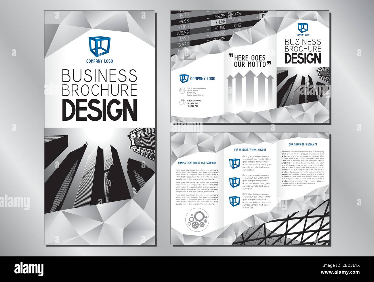 Business Trifold Brochure Flyer Template 3xdl On Format Skyscrapers Office Buildings Stock Vector Image Art Alamy