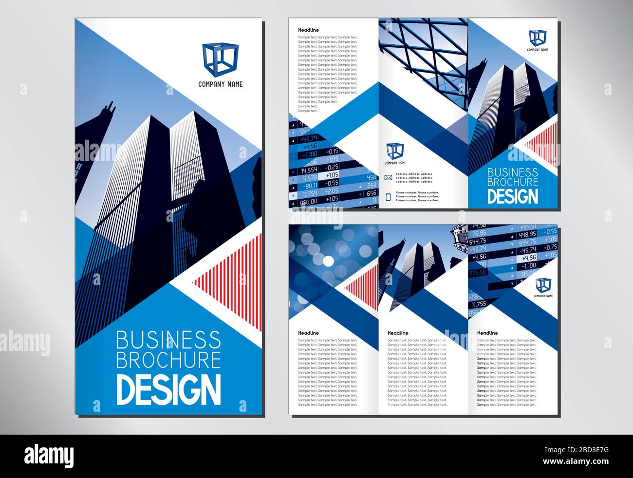Business Trifold Brochure Flyer Template To Dl Format 3 X 99x210 Mm Modern Office Buildings Skyscrapers Defocused Background Financial Da Stock Vector Image Art Alamy
