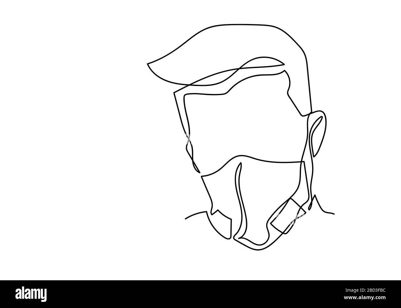 One continuous line drawing  medical face mask. Concept of corona virus. Stock Photo