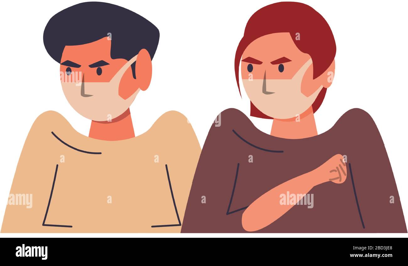 couple using face masks characters Stock Vector Image & Art - Alamy