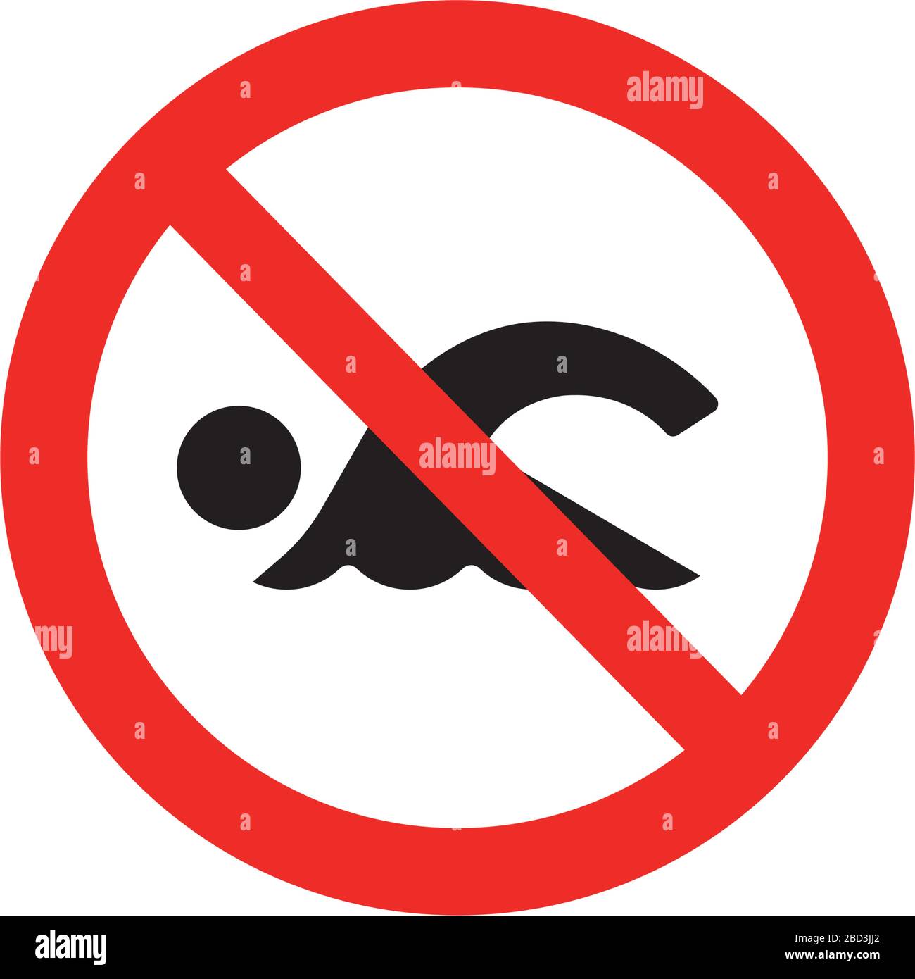 Prohibition sign (pictogram) / No swimming Stock Vector