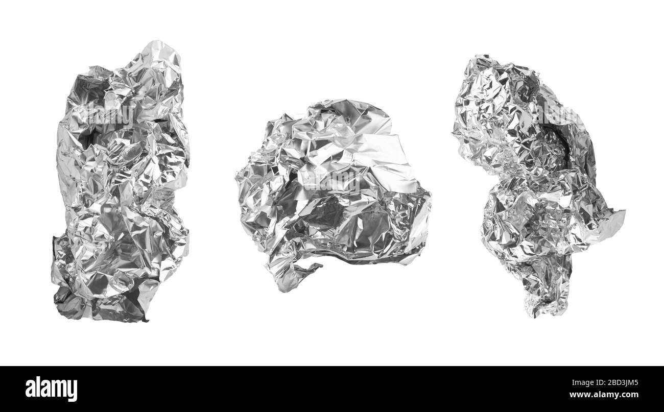 crumpled food foil isolated on white background Stock Photo