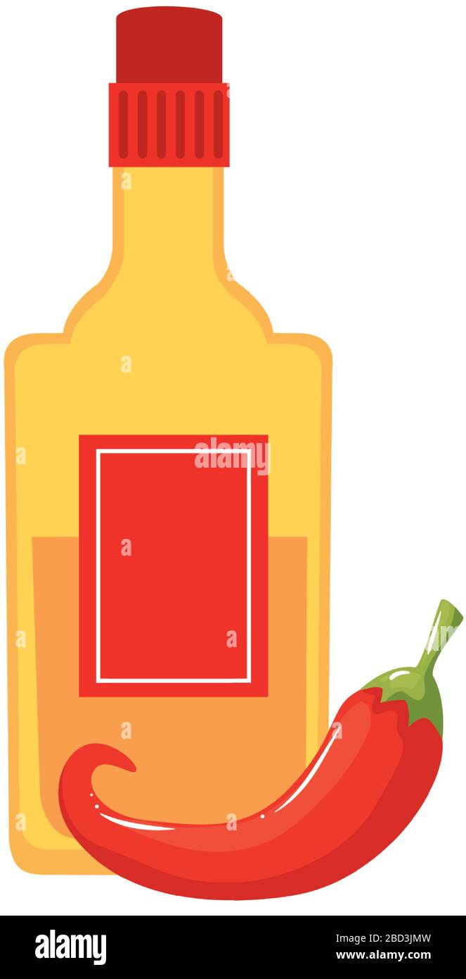Isolated mexican tequila bottle and chilli vector design Stock Vector ...