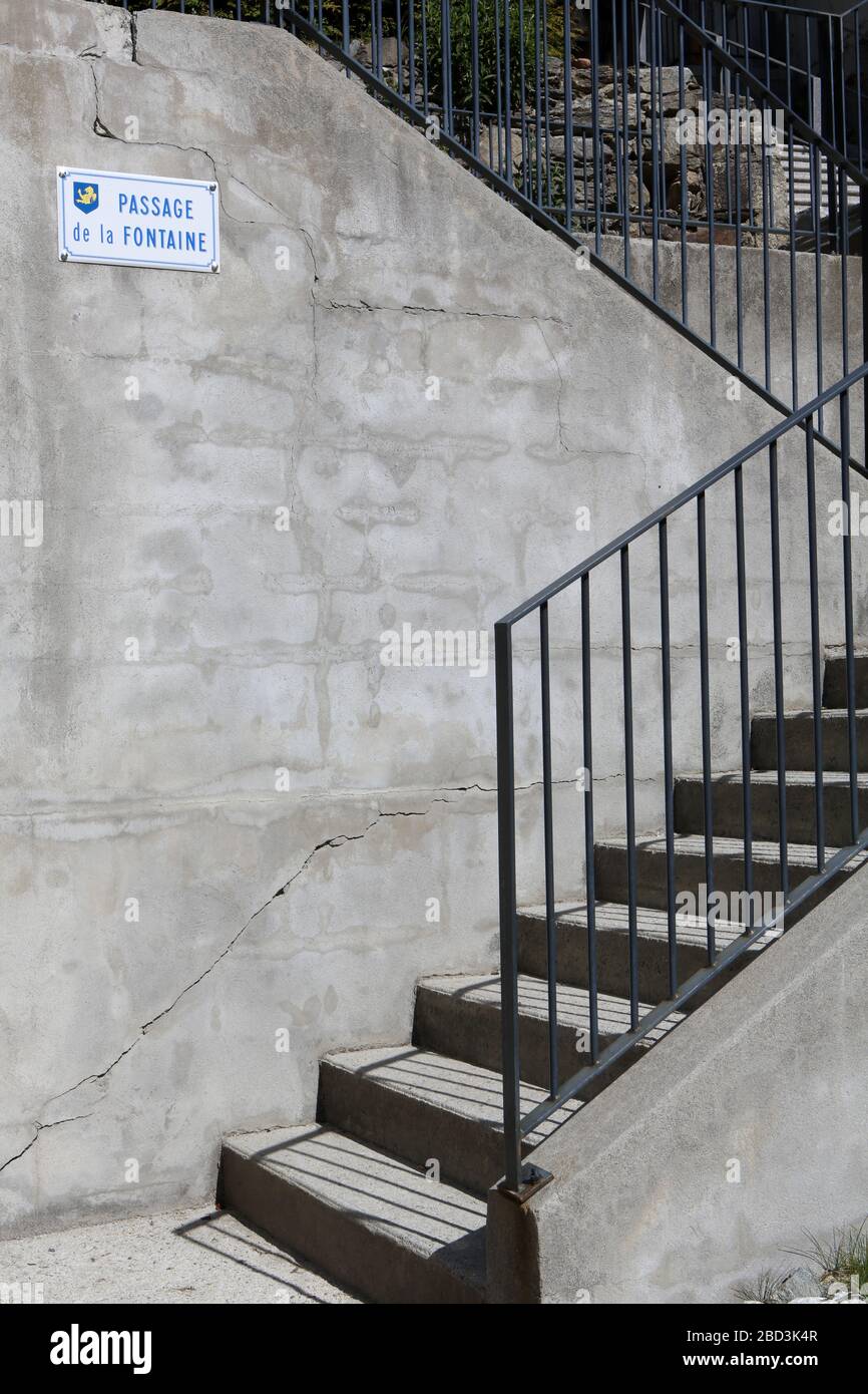 Escalier. Passage de la Fontaine. Saint-Gervais-les-Bains. Haute-Savoie. France. Stock Photo