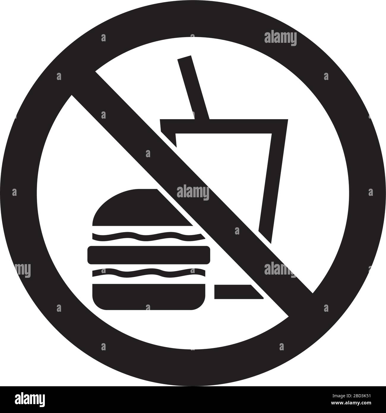 Prohibition sign (pictogram) / Do not eat and drink Stock Vector