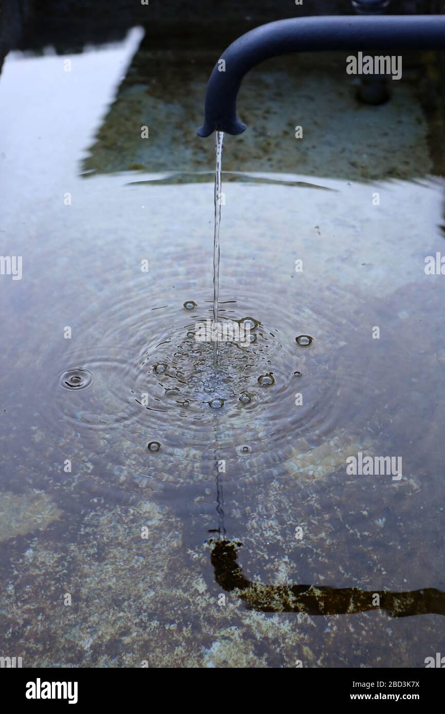 Fontaine d'eau potable. Saint-Gervais-les-Bains. Haute-Savoie. France. Stock Photo