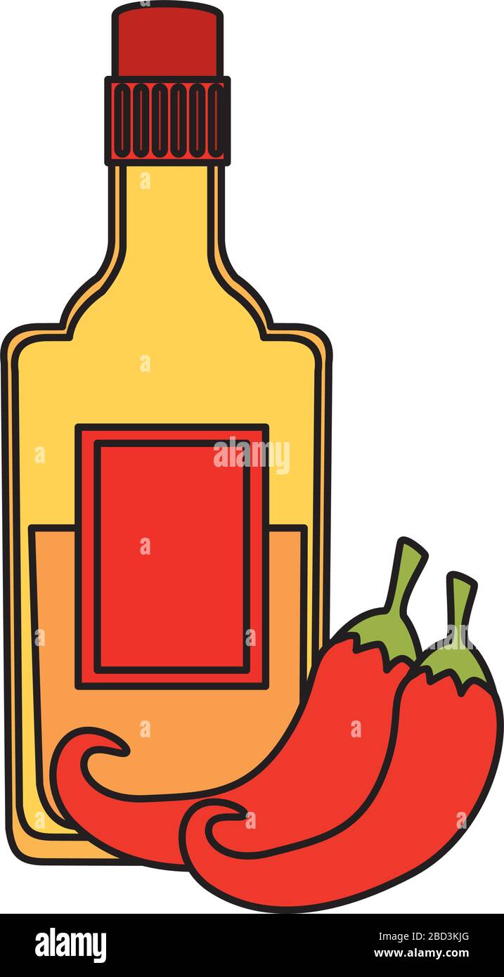 Isolated mexican tequila bottle and chillis vector design Stock Vector ...