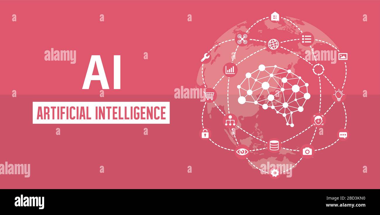 AI ( artificial intelligence ) image banner illustration.. Stock Vector